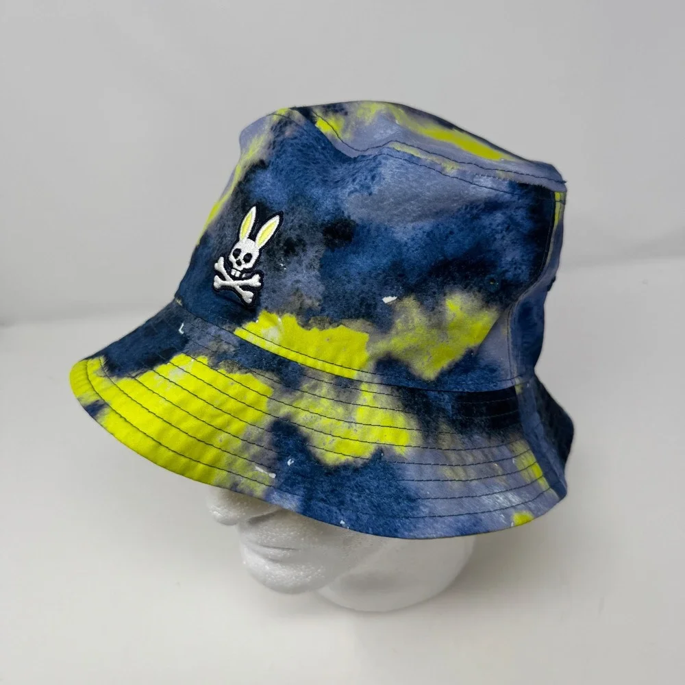Psycho Bunny Mens Blue Yellow Tie Dye Bucket Hat B6A326W1HT